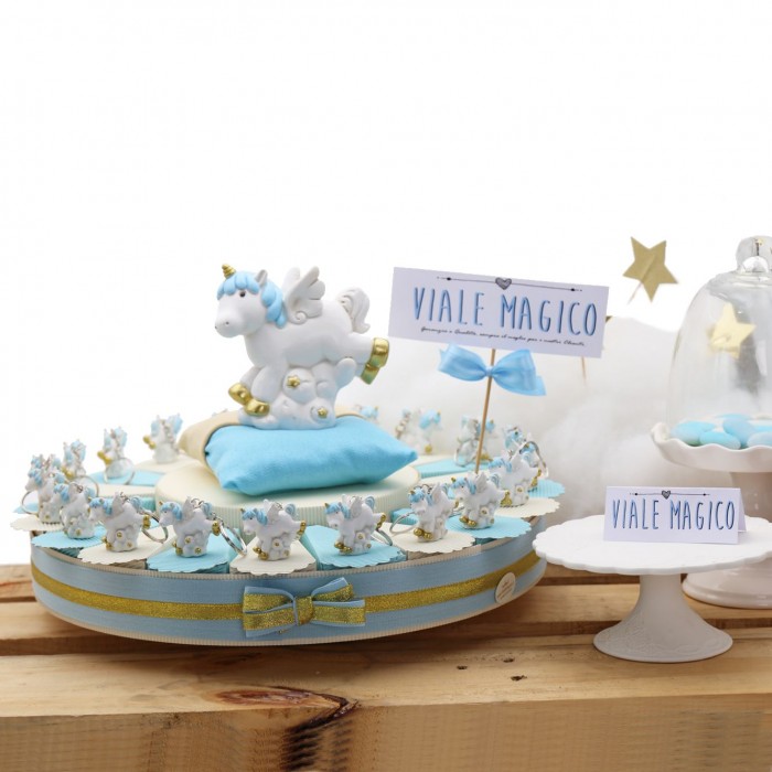 Torta Bomboniere Unicorno Battesimo Bimbo Portachiave Fantasy Confetti