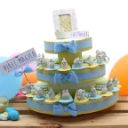 Bomboniere Torta Nascita Bavetta Carrozzina Biberon Tris Bimbo Portachiavi
