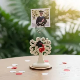 Memoclip Segnaposto Laurea "Albero della Vita" con Tocco e Pergamena