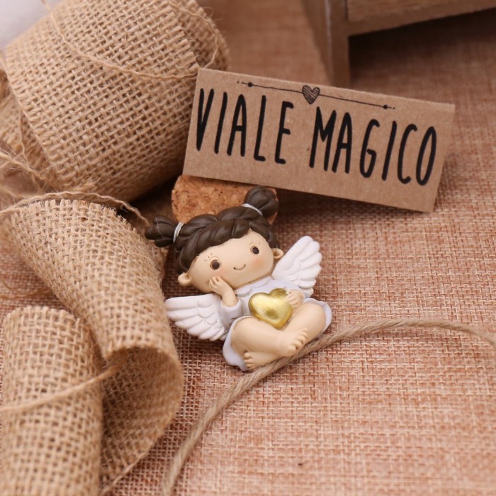 Calamita Angioletto Bimba per Battesimo Bomboniera Faidate "Cuore degli Angeli"