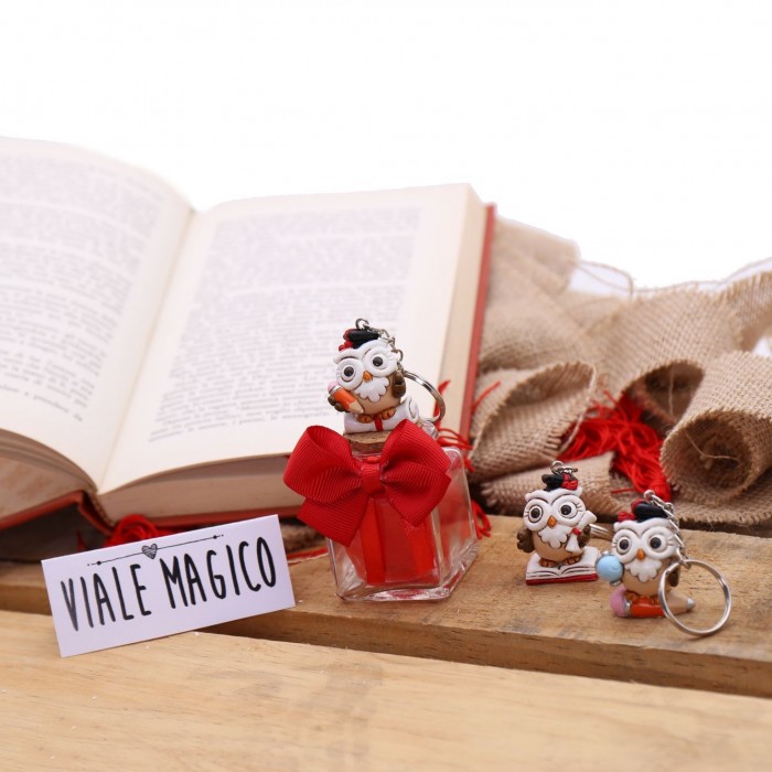 Bomboniere Laurea Portachiave Gufetto Hermes Vasetto con Confetti 