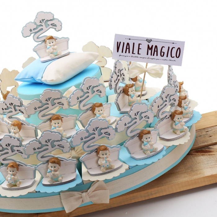Bomboniere Battesimo Maxi Torta con Bonsai della Vita Bimbo