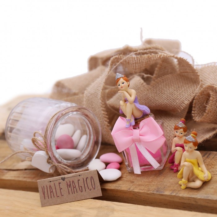 Bomboniere Comunione Ballerina Princess Statuina su Vasetto con Confetti