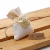Bomboniera Matrimonio Portachiave Albero della Vita Cuori Gold su Sacchetto Confettata