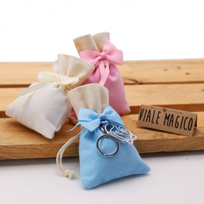 Bomboniera Battesimo Amore Infinito Maternita Portachiave con Confetti e Sacchetto