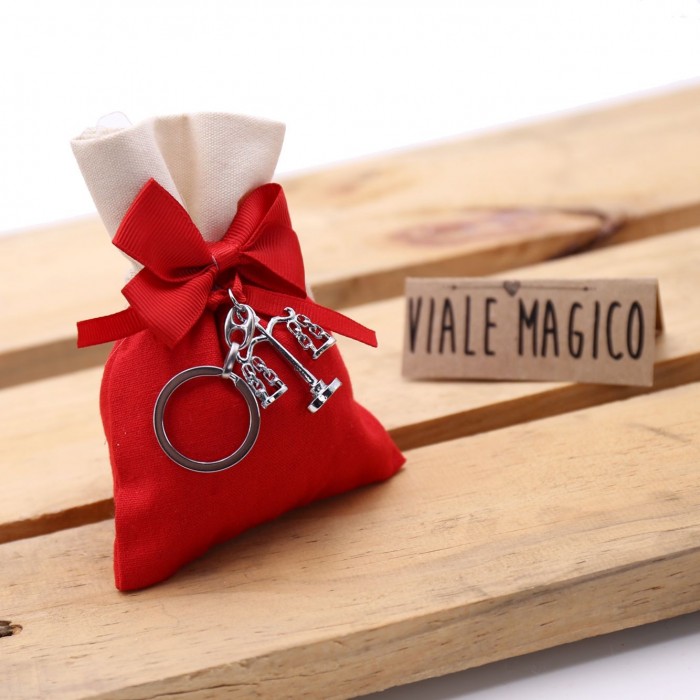 Bomboniera Portachiave Bilancia Statuina per Laurea Giurisprudenza Sacchetto