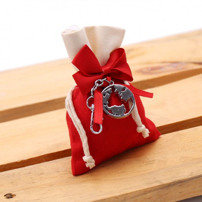 Bomboniera Mappamondo con Moschettone Laurea Scienze Politiche con Sacchetto