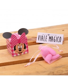 Bomboniere Compleanno Scatoline Minnie Smile Quadrettate Fucsia con Confetti