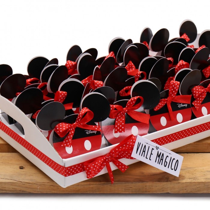 Bomboniere Compleanno Topolino Orecchie Astuccio Classic rosso e nero con Confetti