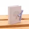 Bomboniere Matrimonio Libro Book Albero della Vita Avana con Nastro Tratteggio e Confetti