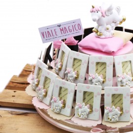 Bomboniere Battesimo Maxi Torta Portafoto Unicorno Fantasy Bimba