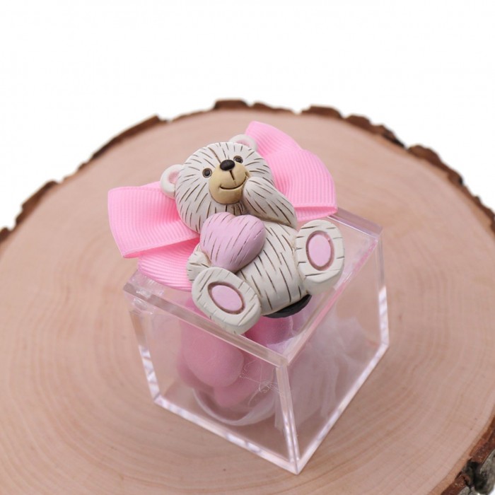 Bomboniere Nascita con Confetti Magnete Bimba  Orsetto con Cuore