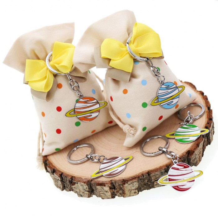 Bomboniere Confezionate Sacchetto con Portachiave Pianeti Colorati