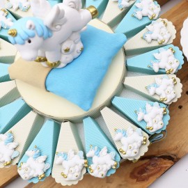 Torta Bomboniere Unicorno Battesimo Bimbo Calamita Fantasy Confettata