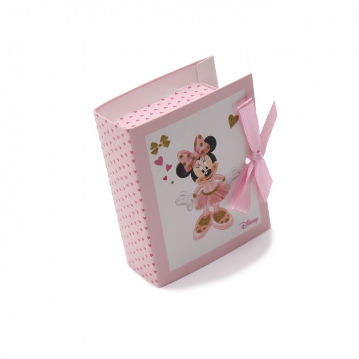 Bomboniera Battesimo Bimba Libro Minnie Disney con confetti.