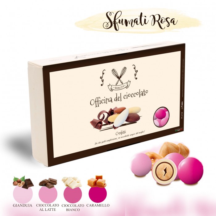 CONFETTI Sfumati Rosa per Bimba con Nocciola Mix 4 Gusti Officina del Cioccolato