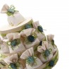 Torta sacchetti con applicazione Foglie Verdi. Ideale come bomboniera ricordo Promessa di Matrimonio o Compleanno