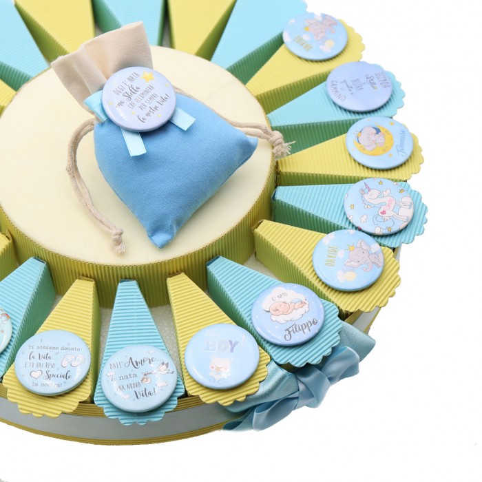 Magnete Personalizzato Nascita Bimbo confezionato su Torta