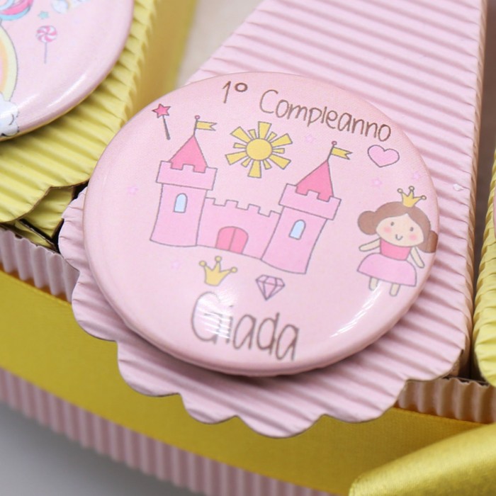 Principessa con Castello e Nome Magnete su Torta Bomboniere