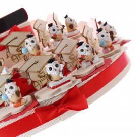 Torta Bomboniere LaureaGufo Hermes su Tocco in Legno