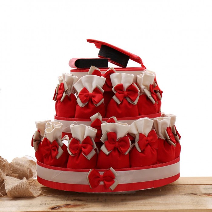 Torte Bomboniere con Sacchettoni per Laurea Basic Confettata Torte Bomboniere con Sacchettoni per Laurea Basic Confettata