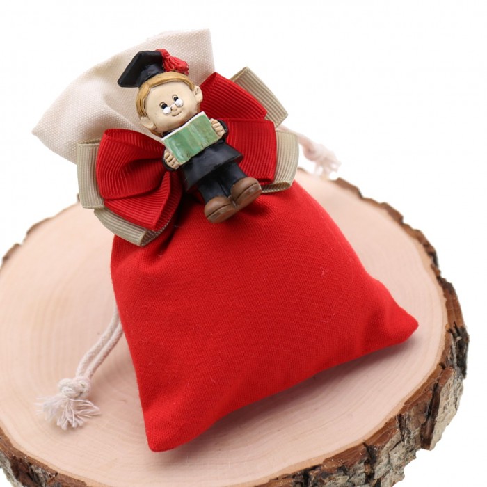 Bomboniere Laurea con Confetti Magnete Dottore Laureato con Sacchetto e Tocco.