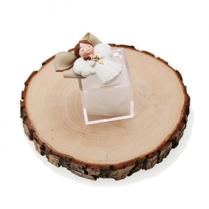 Bomboniere Prima Comunione Bimba  Angelo con Rosario con Plexiglass e confetti