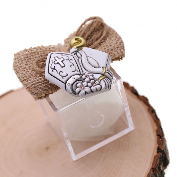 Bomboniere Santa Cresima Confezionate Magnete Cappello e Bastone Santa Cresima su plexiglass
