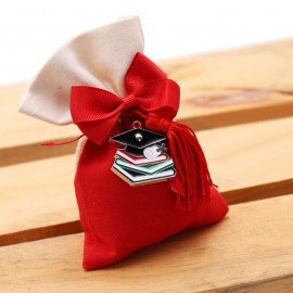 Bomboniere Laurea Confezionate Bomboniere Laurea Portachiave Libroni e Tocco Nappina Dottore con Sacchetto