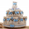 Bomboniere Nascita e Battesimo Torte con Sacchetti e Fiocco per confetti Bimbo