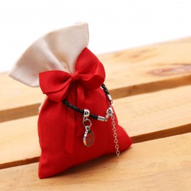 Bomboniera Mini Coccinella Fortunata a Pois Bracciale Compleanno con Sacchetto