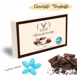 Confetti al Cioccolato fondente di colore Celeste per la Nascita di un maschietto o per Confettate Battesimo