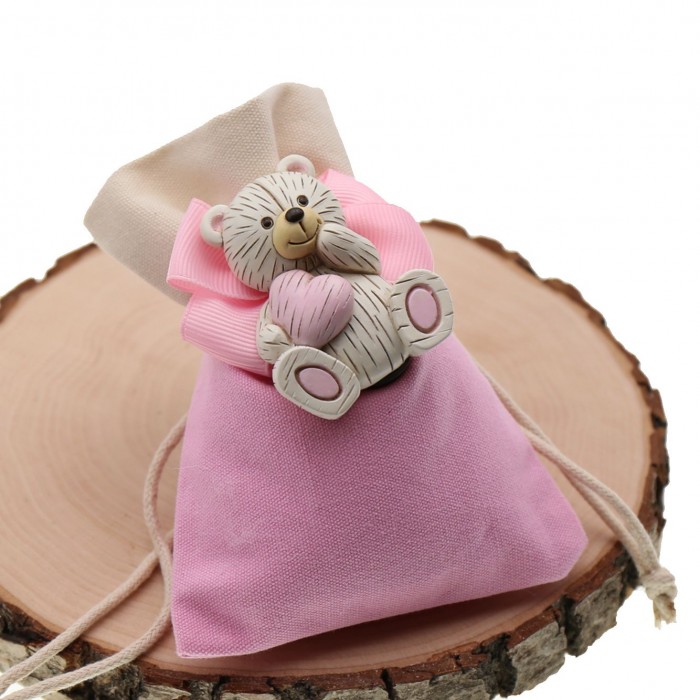 Bomboniere Nascita e Battesimo Confezionate Magnete Orsetto dolce Cuore Bimba