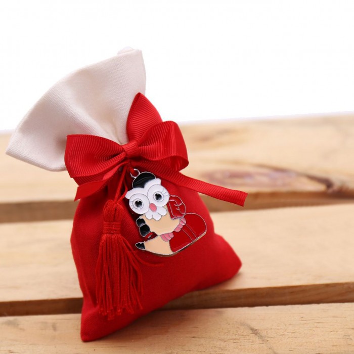 Laurea Bomboniera Ciondoli Laureando Gufo con Matita Nappina con Sacchetto