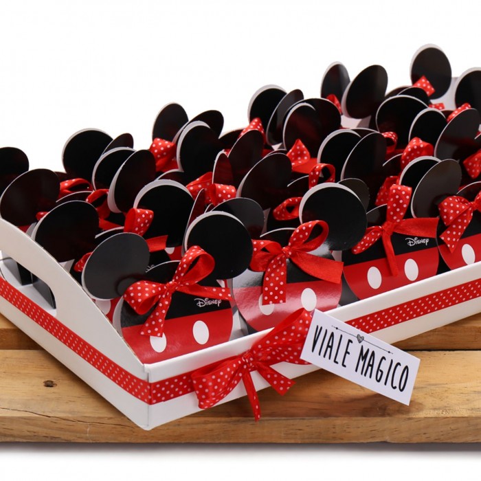 Bomboniere Compleanno Topolino Orecchie Astuccio Classic rosso e nero con Confetti