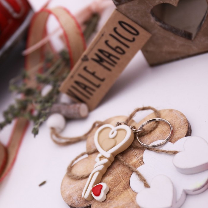 Portachiavi Chiave con Cuore Bomboniera Matrimonio Faidate