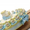 Nascita e Battesimo Torta Bomboniere Compleanno Magico Trenino Giallo e Celeste Statuina con confetti.