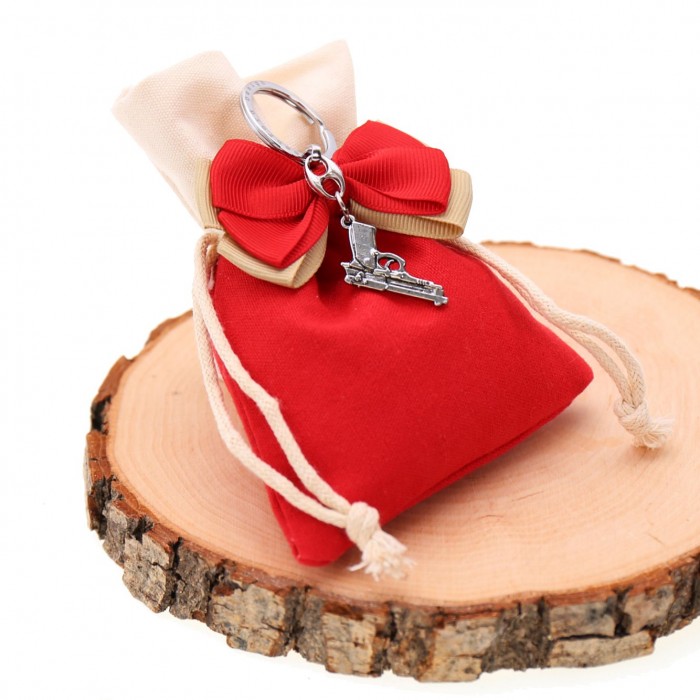 Pistola Giuramento carabienieri Bomboniere Con Confetti su Sacchetto Portachiave