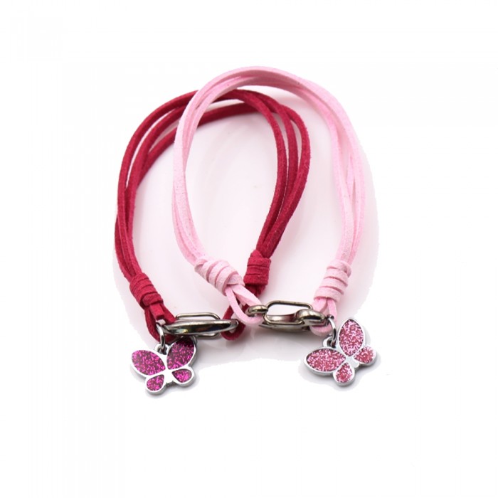 Bomboniere Nascita mini Ciondolo Farfalline Rosa e Fucsia Glitter