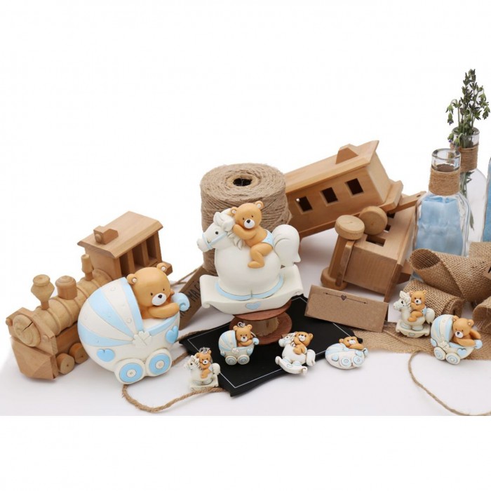 Bomboniere Faidate Nascita Bimbo Salvadanaio Orsetto Pimpante Carrozzina Pony