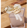 Bomboniera Portachiave Corona Compleanno Gold con Confettata e Plexiglass