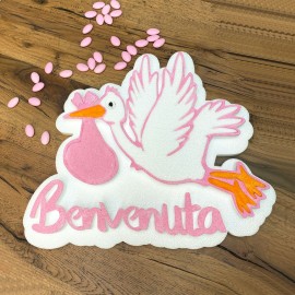 Polisterolo Personalizzato Nascita con Cicogna Bimba
