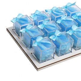 Vassoio da 12 Plexiglass Celeste con Confetti