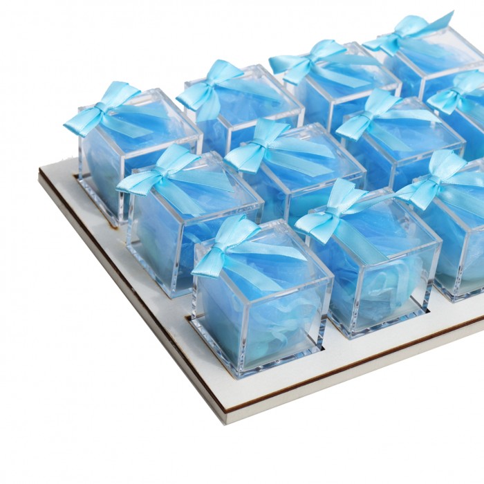 Vassoio da 12 Plexiglass Celeste con Confetti