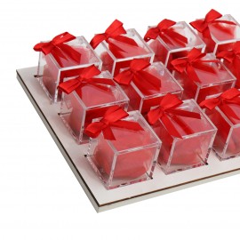 Vassoio da 12 Plexiglass Rossi con Confetti