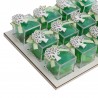 Bomboniere Promessa Vassoio da 12 Plexiglass Verde con Applicazione Albero della Vita in Legno Confetti
