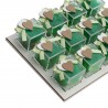 Vassoio Plexiglass Verde con Applicazione Legno Doppio Cuore Confetti