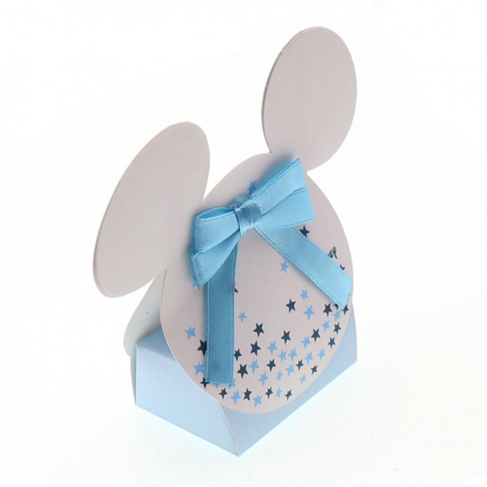 Bomboniere Nascita Topolino Orecchie Astuccio Star con Confetti