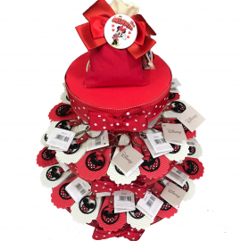 Torta compleanno nascita, minnie sagoma rossa e nero