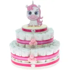 Torta Pannolini Neonato con Unicorno Bimba